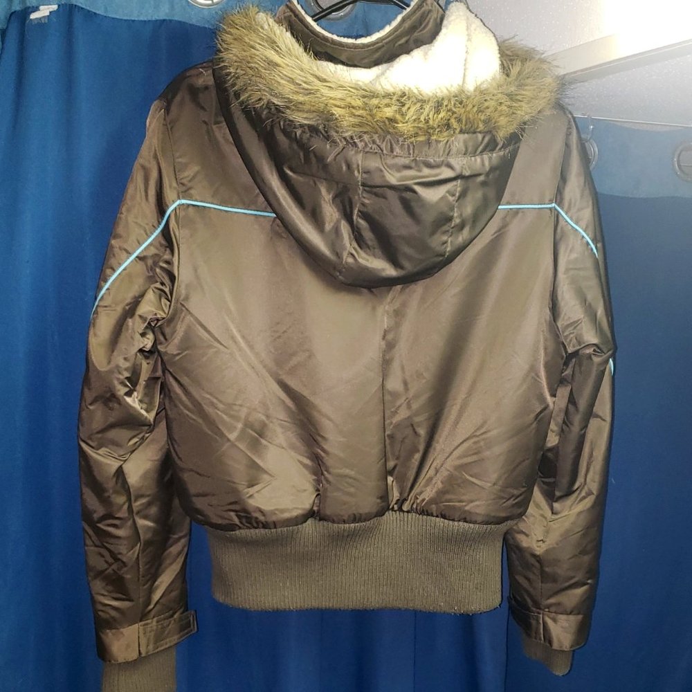 Groggy Brown and Turquoise Bomber style Coat